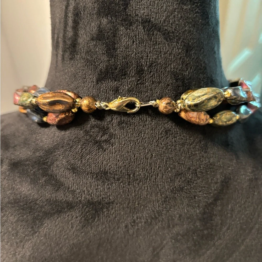 Vintage 3 Layer Tiered Beaded Necklace - Picture 2 of 4